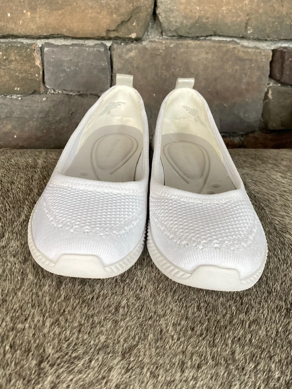 Easy Spirit Glitz Walking Shoe White Knit Size 9